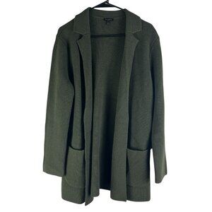 Talbots Sweater Blazer Womens Small Olive Green Open‎ Front Cardigan